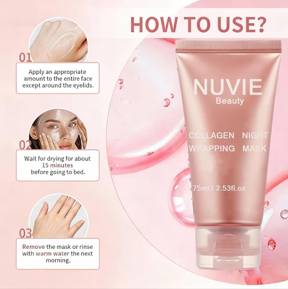 NWT NUVIE Collagen Night Wrapping Mask 2.53 Fl. Oz. - Picture 6 of 14